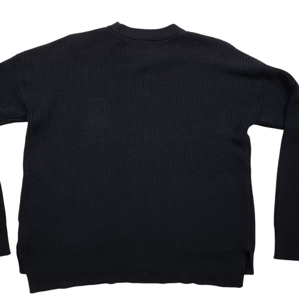 Madewell Patch Pocket Pullover Sweater Womens Medium Black Knit Crewneck - Picture 9 of 10